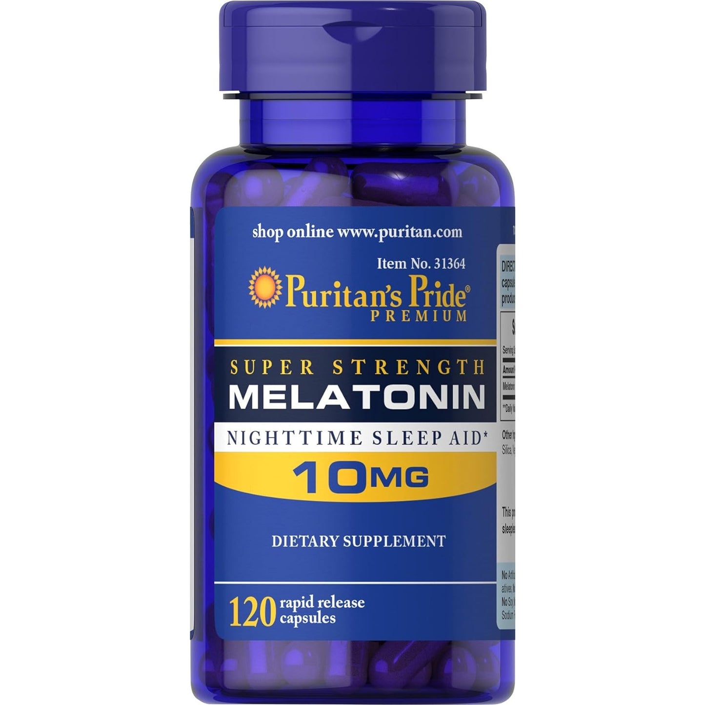 Puritan's Pride Rapid Release Melatonin 10Mg Capsule, Supports Sound Sleep, 120 Count, (Package May Vary) - Medaid - Lebanon