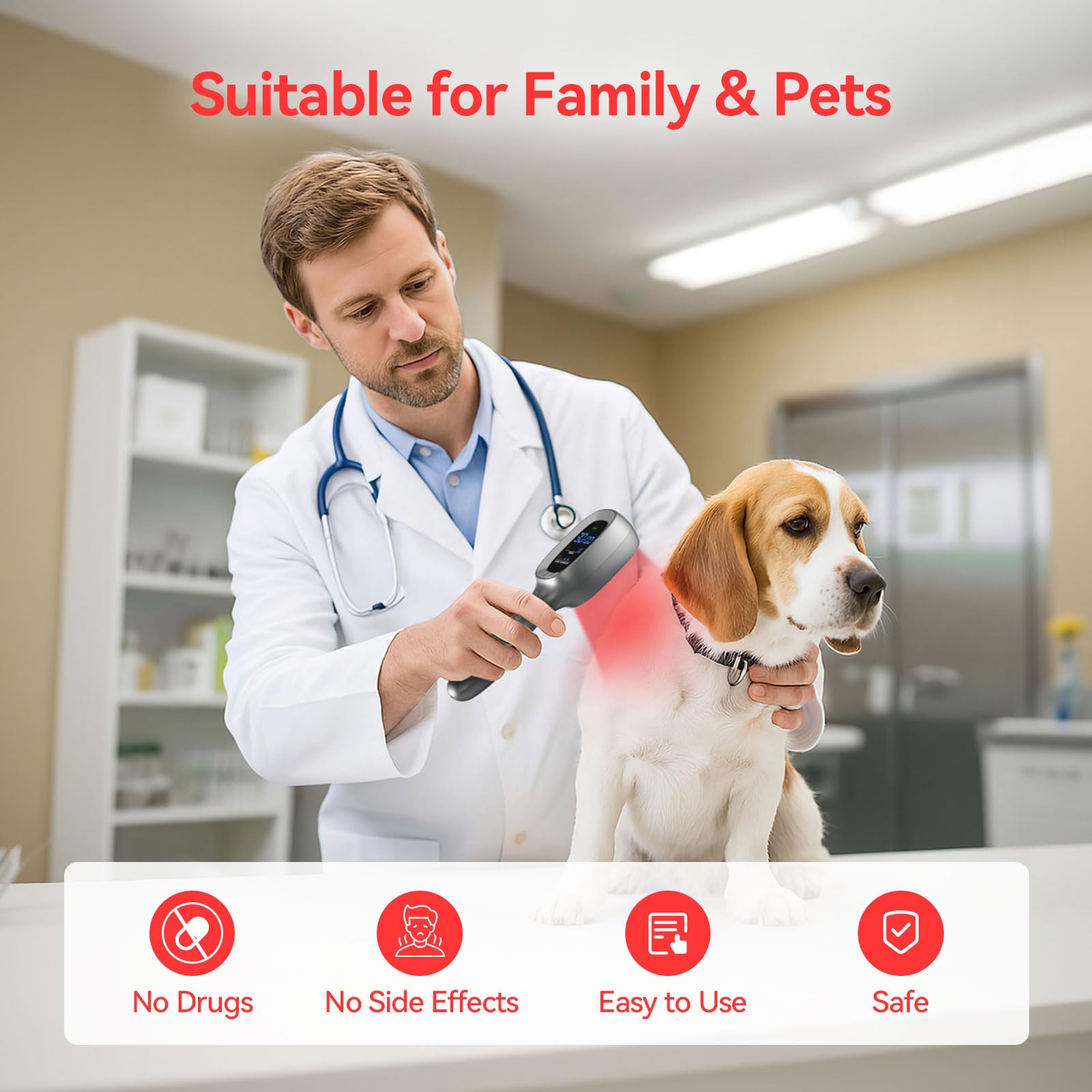 Cold Red Light Therapy Device – Dual Wavelength 8×808nm & 30×650nm Red Light Therapy Wand – Handheld Infrared Light Therapy for Body, Knee, Shoulder, Back, Muscles, Joints and Pets - Medaid International