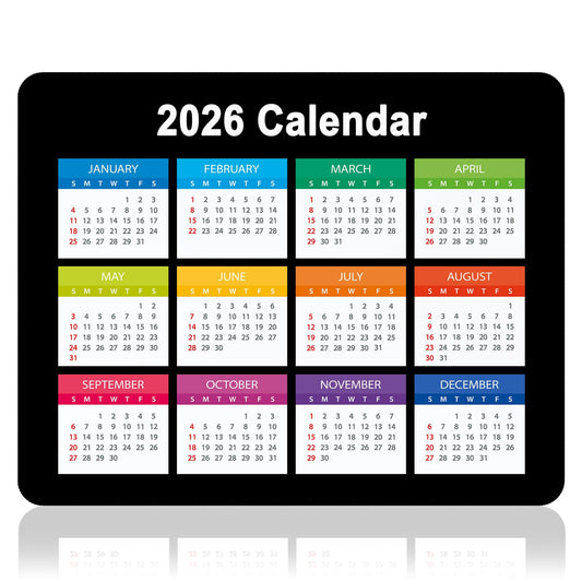 Dapesuom 2026 Calendar Mouse Pad, Computer Mousepad with Stitched Edges for Wireless Mouse, Waterproof Mouse Mat with Non-Slip Rubber Base, Ergonomic Mouse Pads for Gaming, 9.8 x 7.8 in, Horizontal - Medaid International