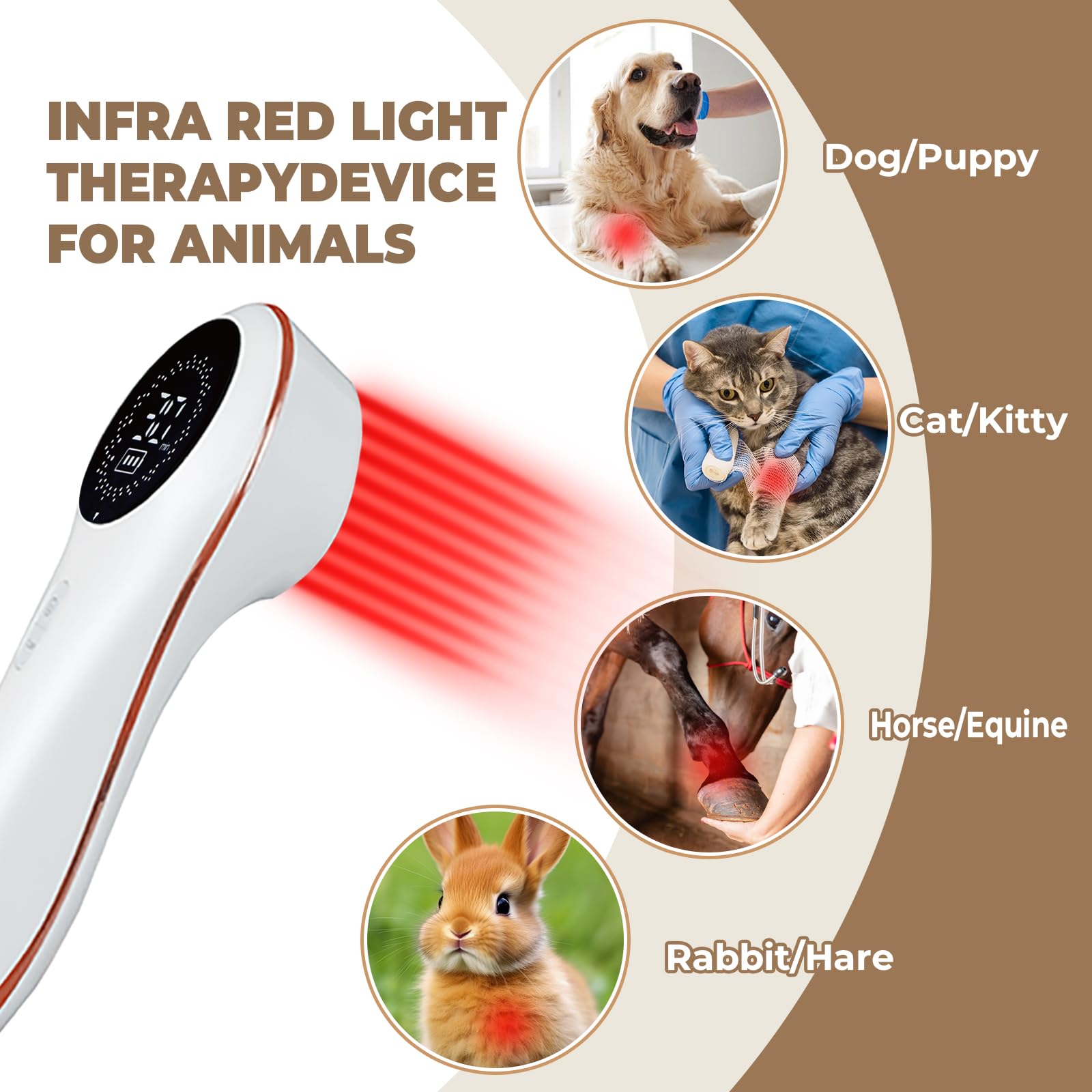 Handheld Home Cold Laser Therapy Device for Dogs and Pets, Vet Infrared Red Light Treament Machine with 808nm & 650n, LLLT Physiotherapy Equipment Portable, Animals Teddy Chihuahua Puppy Cat Horse - Medaid International