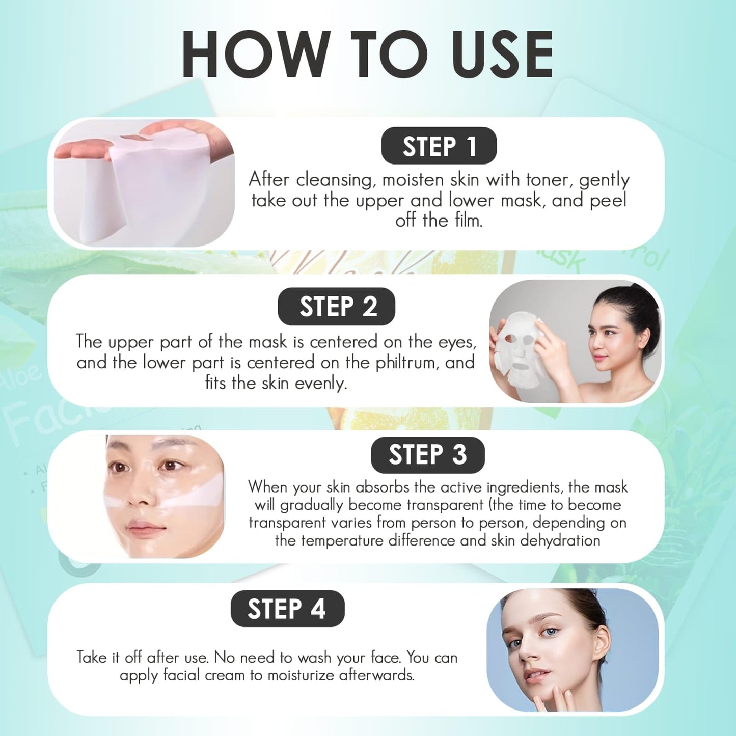 FERRYGROW Face Sheet Mask | 3 Variants: Aloe Vera, Orange Vitamin C, Green Tea | Hydrating & Nourishing Skincare for Glowing Skin | Deep Moisture & Self-Care Beauty Sheets 12pcs - Medaid International