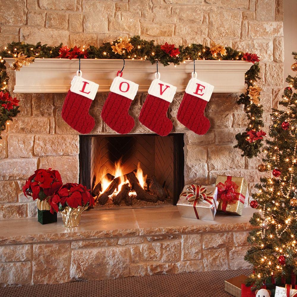 Christmas Stocking with 26 Letter, Initial Embroidered Mini Cute Christmas Stockings Cotton Cord with White Super Soft Plush Cuffs Christmas Decorations, 5.5 * 7.1 in (A) - Medaid International