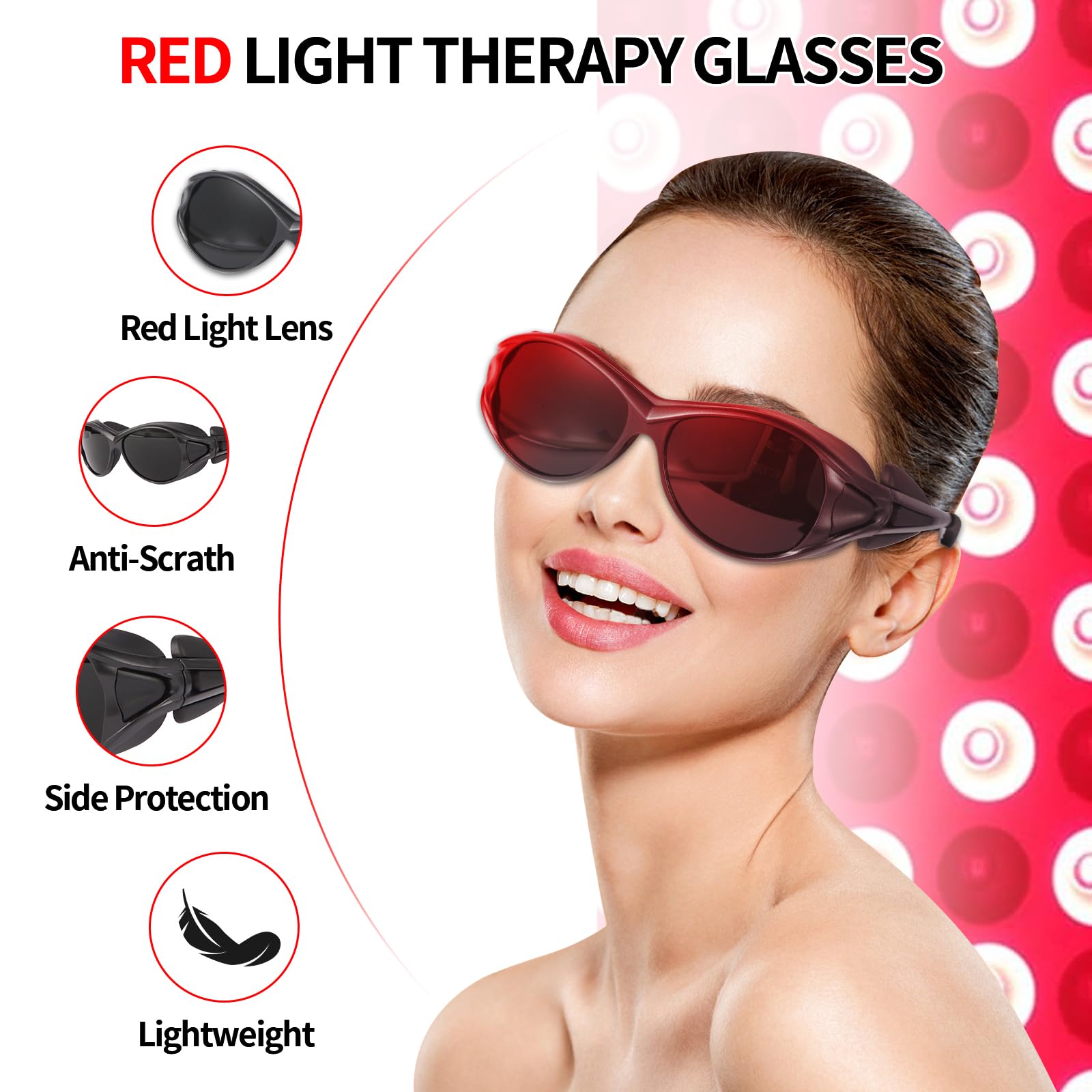 FreeMascot Red Light Therapy Glasses, Laser Safety Glasses IPL 200-2000nm, Eyes Protection for Tanning Goggles and Red Light Therapy - Medaid International