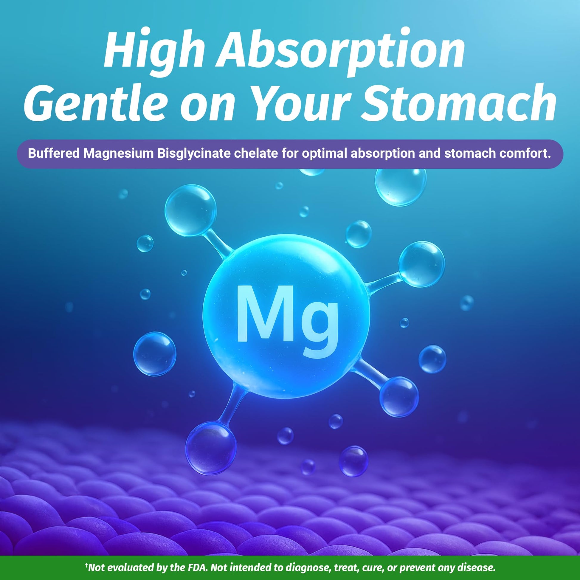 1 Body Magnesium Bisglycinate Supplement, 44 mg Pure Chelated Formula, 120 Capsules, Maximum Absorption, Muscle Cramp Relief - Medaid International