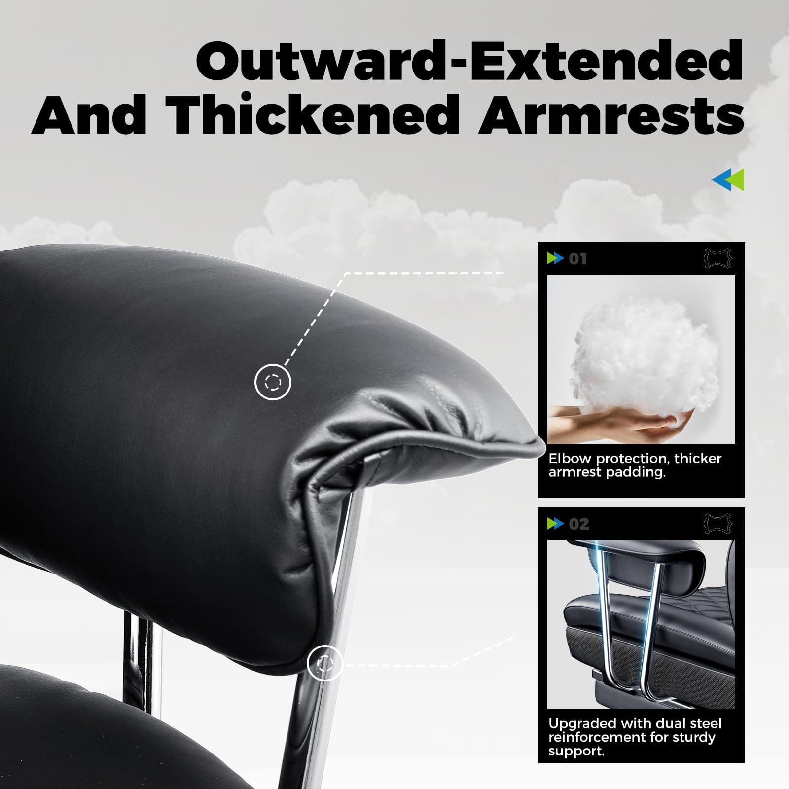 COMHOMA Big and Tall Office Chair, High Back Leather Gaming Chair with Footrest, Executive Ergonomic Office Chair with Pocket Spring Lumbar Support and with Outward Fixed Soft Armrests - Medaid International