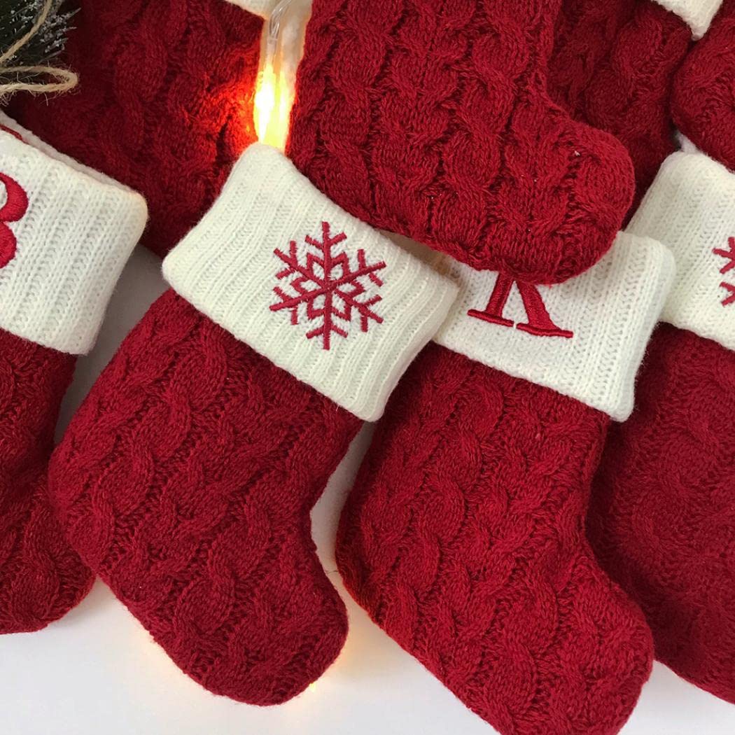 Christmas Stocking with 26 Letter, Initial Embroidered Mini Cute Christmas Stockings Cotton Cord with White Super Soft Plush Cuffs Christmas Decorations, 5.5 * 7.1 in (A) - Medaid International