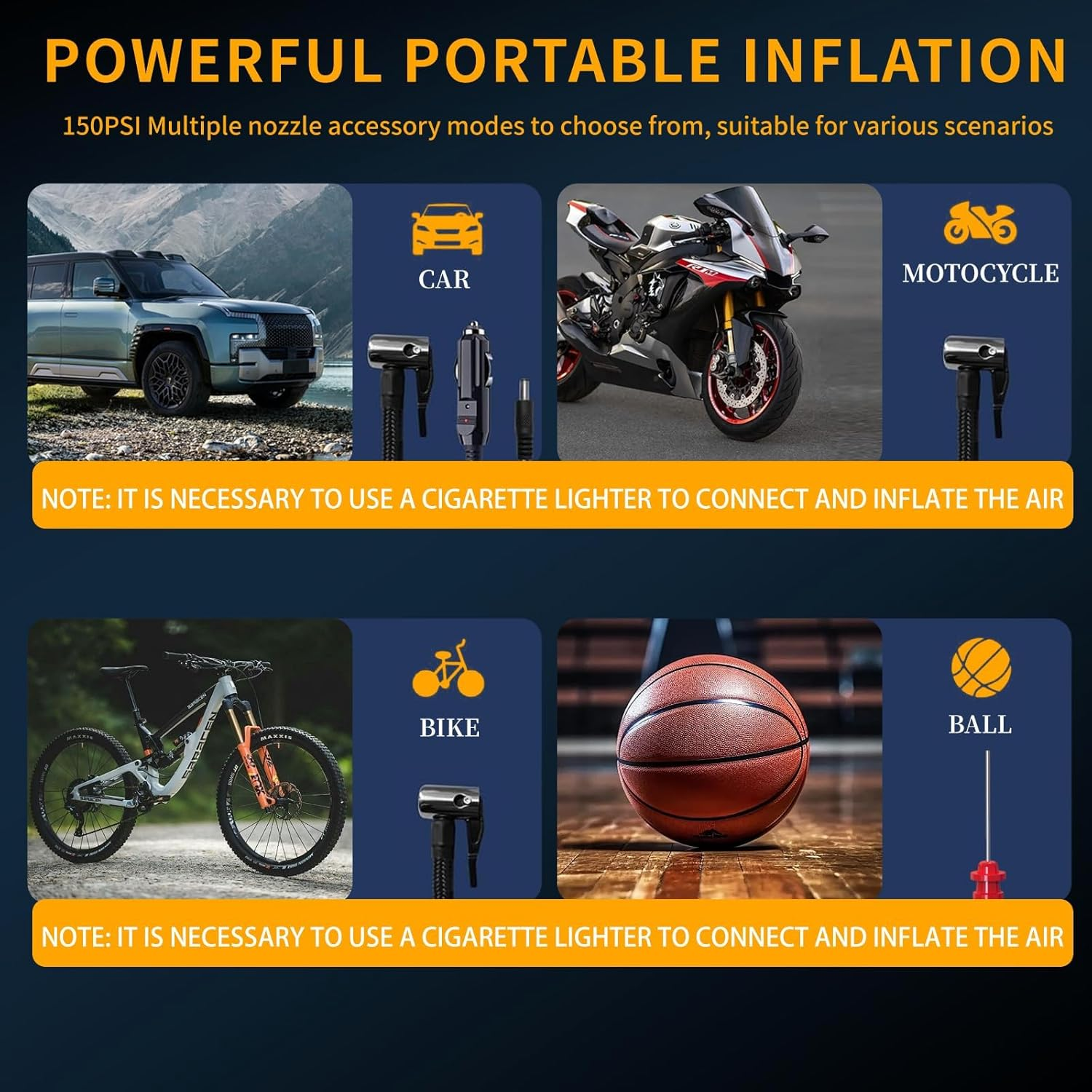 Tire Inflator Portable Air Compressor - Air Pump for Car Tires with Tire Pressure Gauge MK-322 - Medaid International