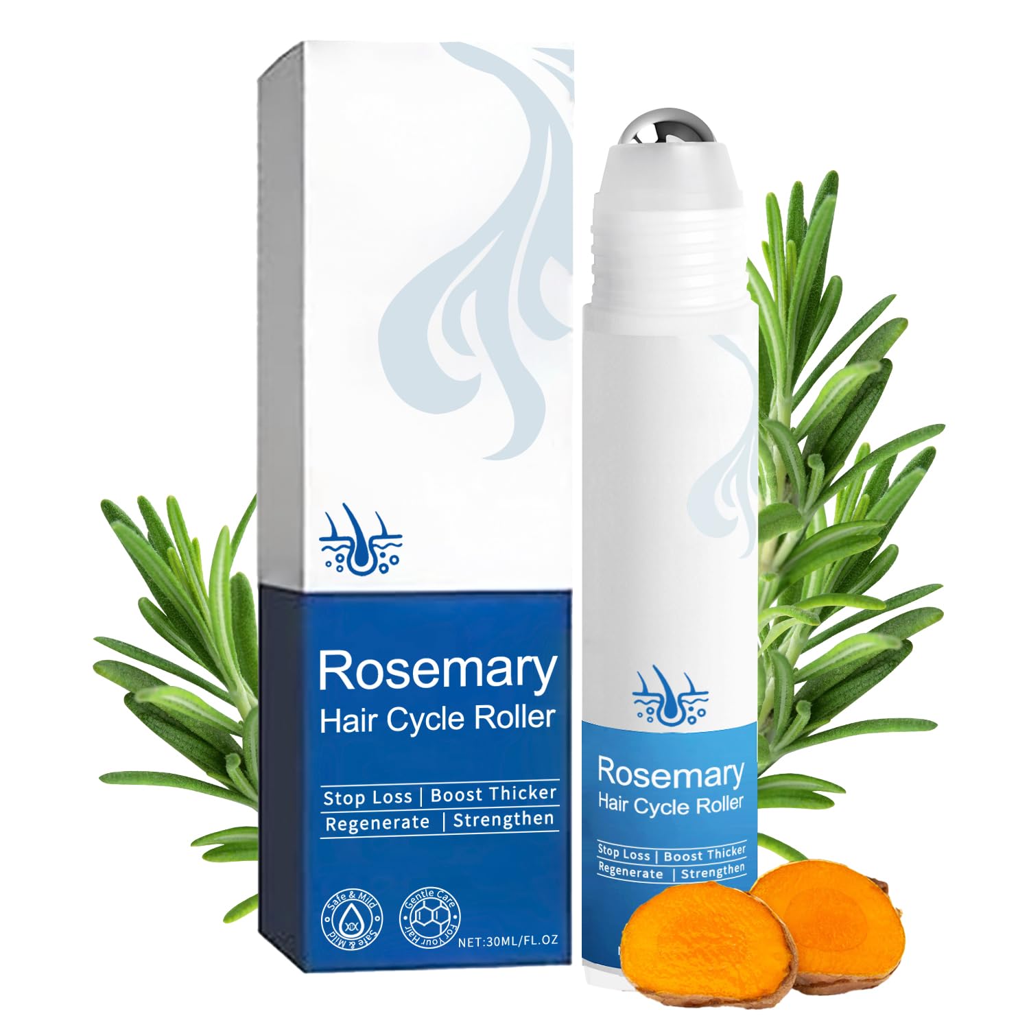 Hair Growth Roll-On Serum with Rosemary Oil & Redensyl - For Thicker Hair & Scalp Health - Lightweight Non-Greasy Treatment (01) - Medaid International
