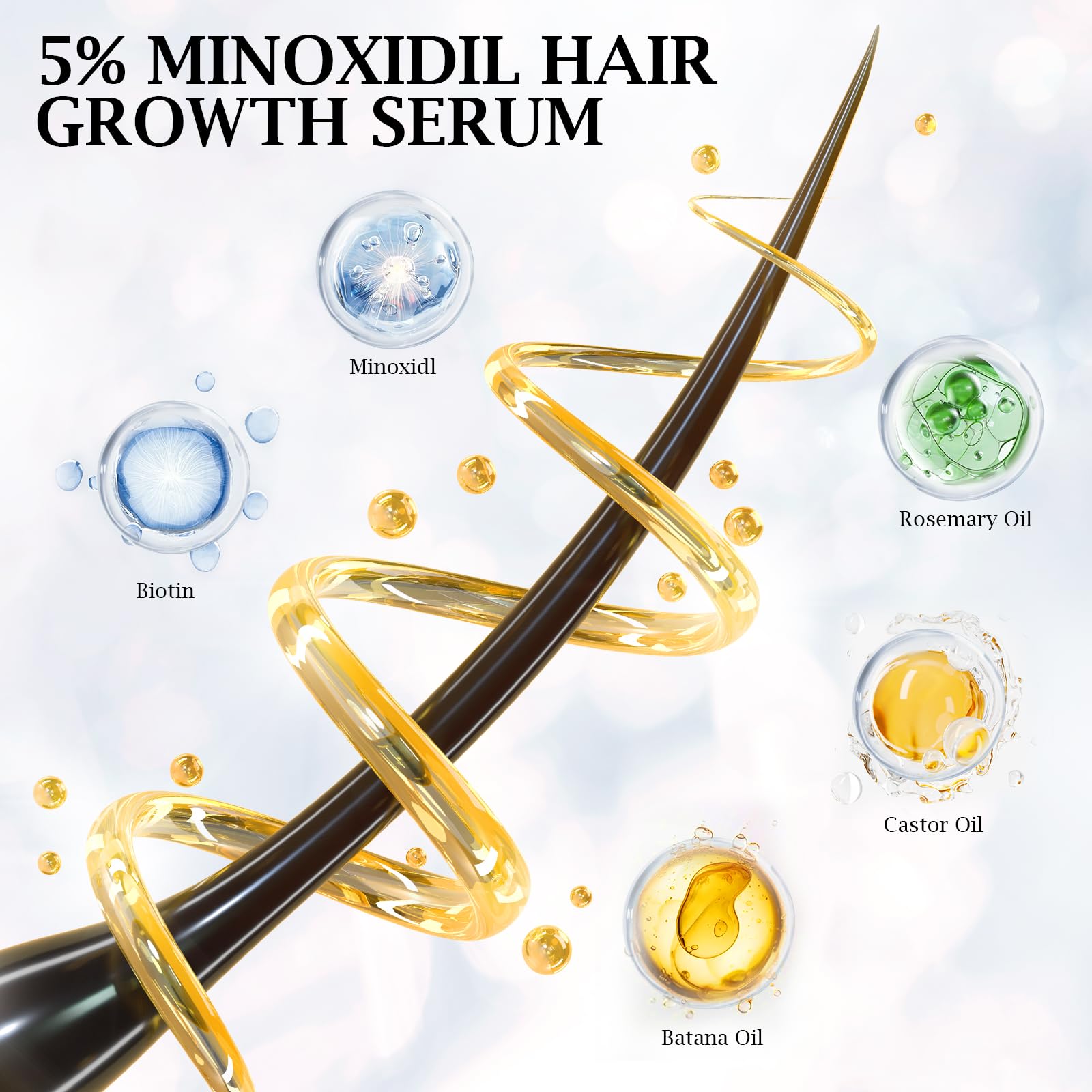 5% Minoxidil for Men/Women Hair Growth Serum Spray,Thinning Hair Loss/Regrowth Treatment for Women/Men,Minoxidil for Men’s Beard,Contain Rosemary Oil,Batana Oil for Hair Growth,Gentler,Refreshing 60ml - Medaid International