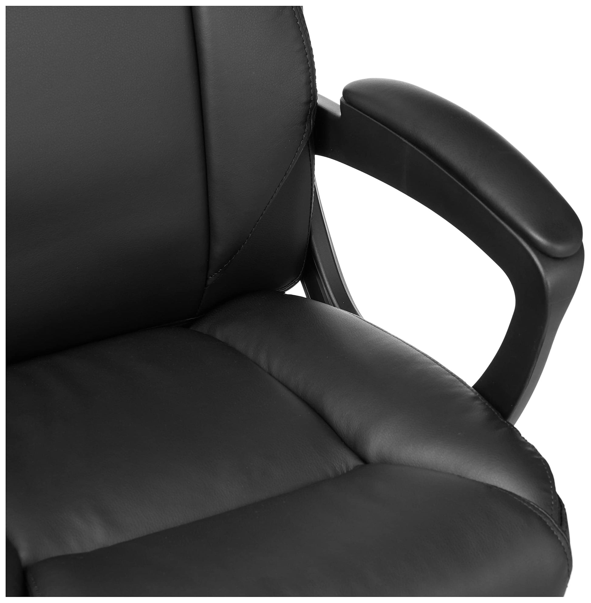 Amazon Basics Classic Puresoft PU Padded Mid-Back Height Adjustable Office Computer Desk Chair with Armrest, 26"D x 23.75"W x 42"H, Black - Medaid International
