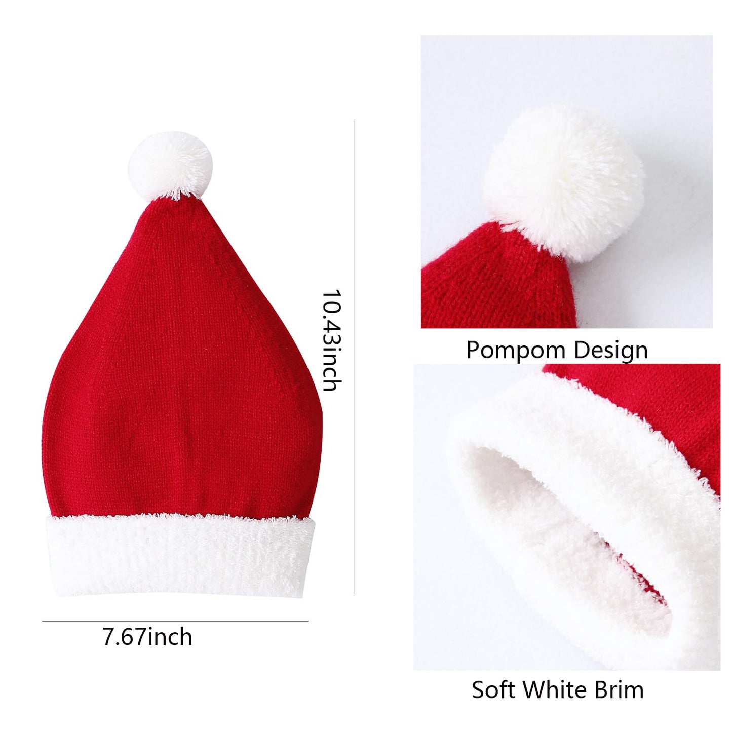 eyigylyo Christmas Knitted Santa Hat for Baby Infant Toddler, Red and White Warm Funny Beanie Xmas Winter Hats for New Year Festive Holiday Party - Medaid International