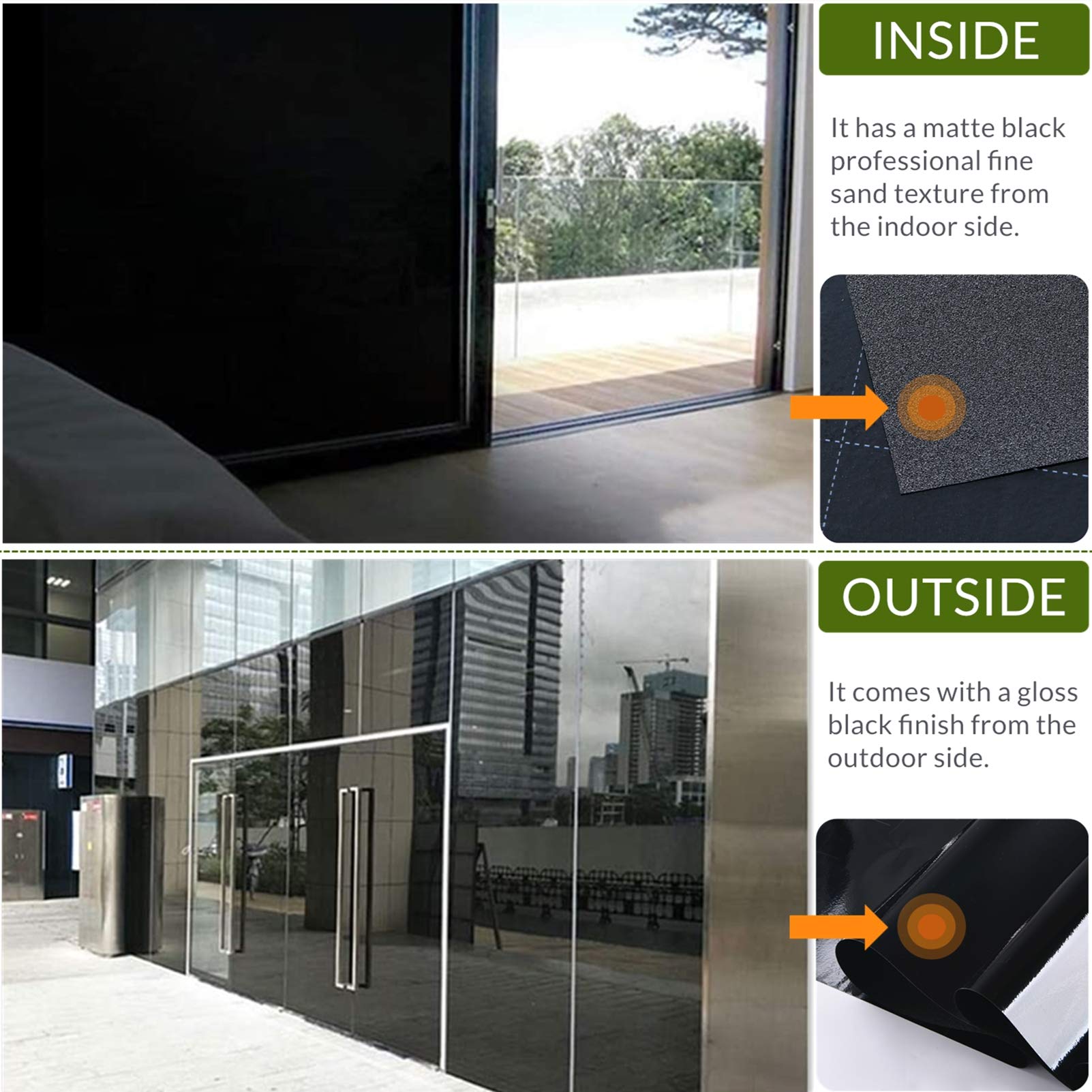 VELIMAX Static Cling Total Blackout Window Film Privacy Room Darkening Window Tint Black Window Cover 100% Light Blocking No Glue (17.7 x 78.7 inches) - Medaid International