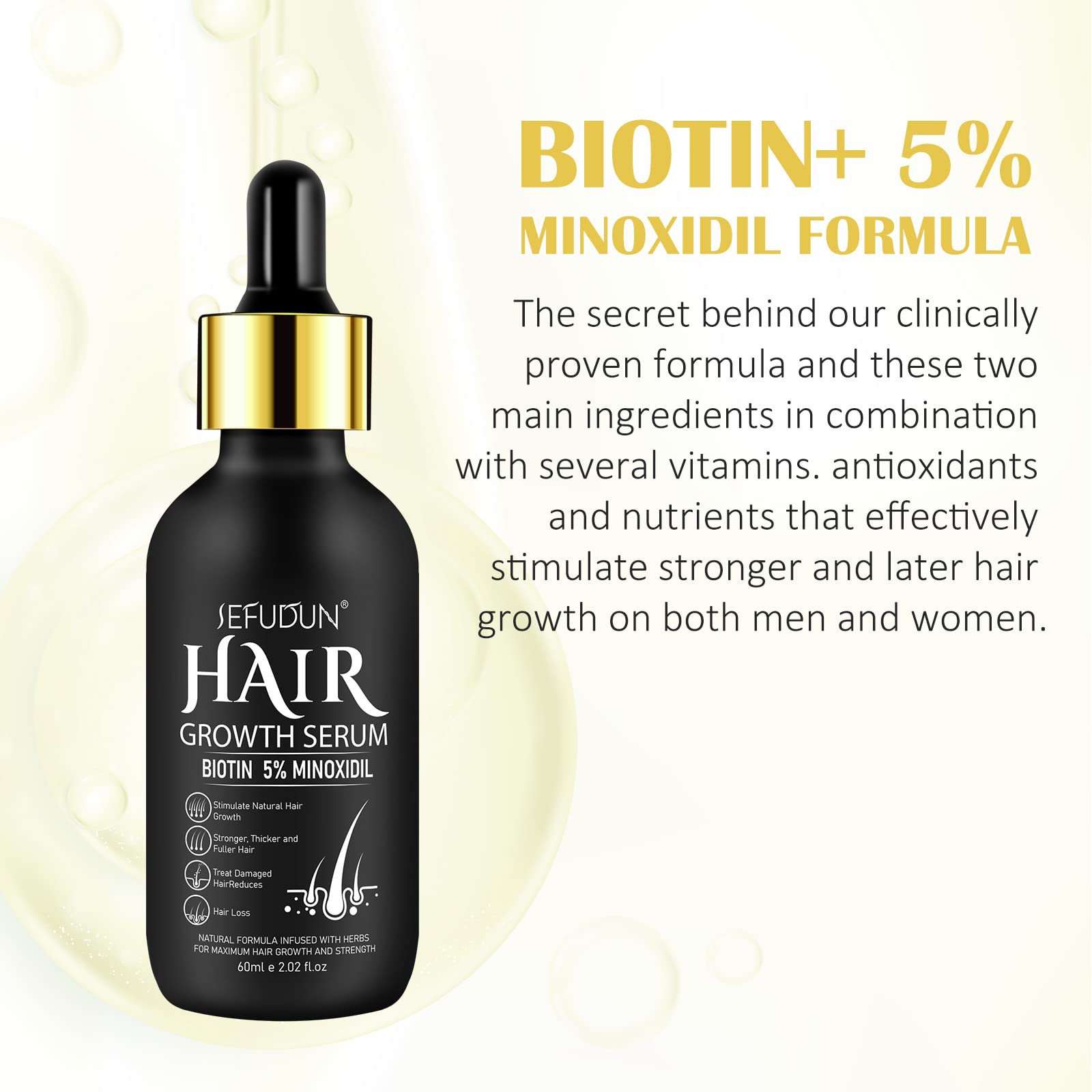 5% Minoxidil Hair Growth Oil for Men and Women - Regrowth Serum, Extra Strength Spray for Hair Loss, Thicker Healthier Hair, Beard Growth Kit, Topical Treatment, 2.02 oz - Medaid International