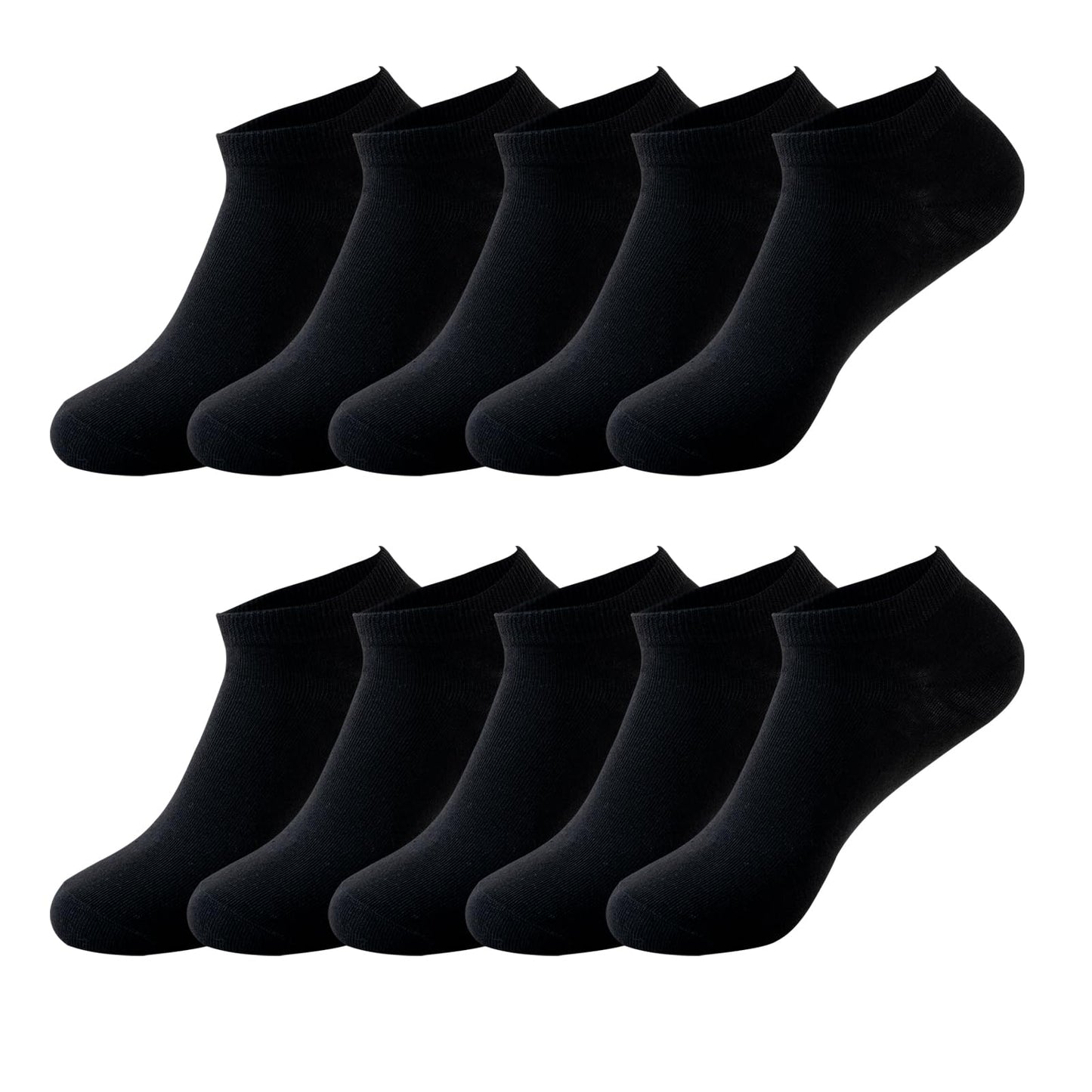 10 Pairs Men's Ankle Socks Breathable Casual Low Cut Socks for Men Women US 6-9 (Black) - Medaid International