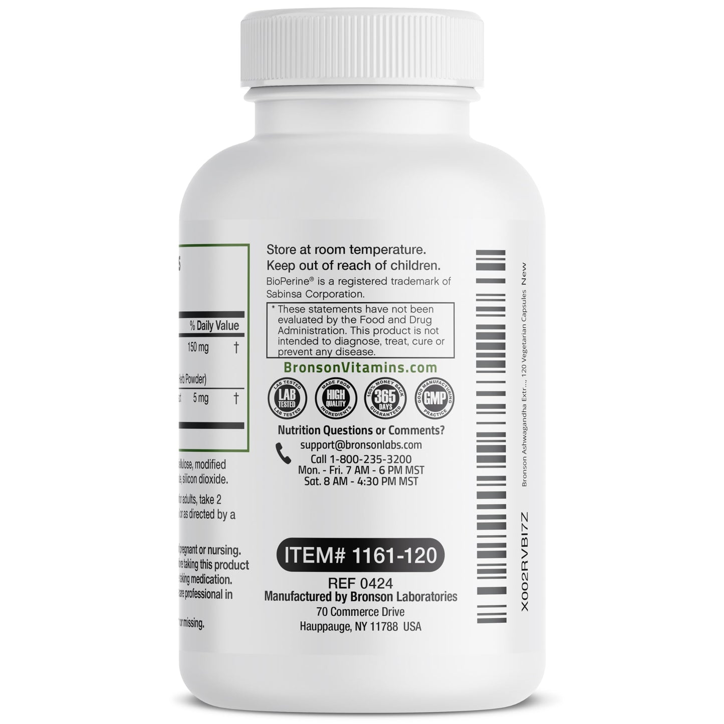 Bronson Ashwagandha Extra Strength Stress & Mood Support with BioPerine - Non GMO Formula, 120 Vegetarian Capsules - Medaid International