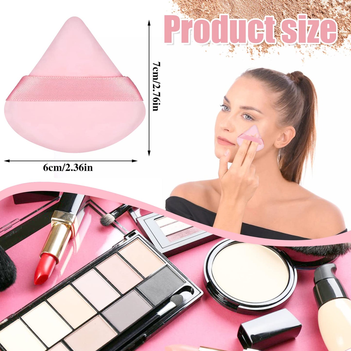 9 PCS Powder Puff, Face Soft Triangle Makeup Puff for Loose Powder Setting Powder, Velour Makeup Blender Sponge Set Beauty Makeup Tool (Pink) - Medaid International
