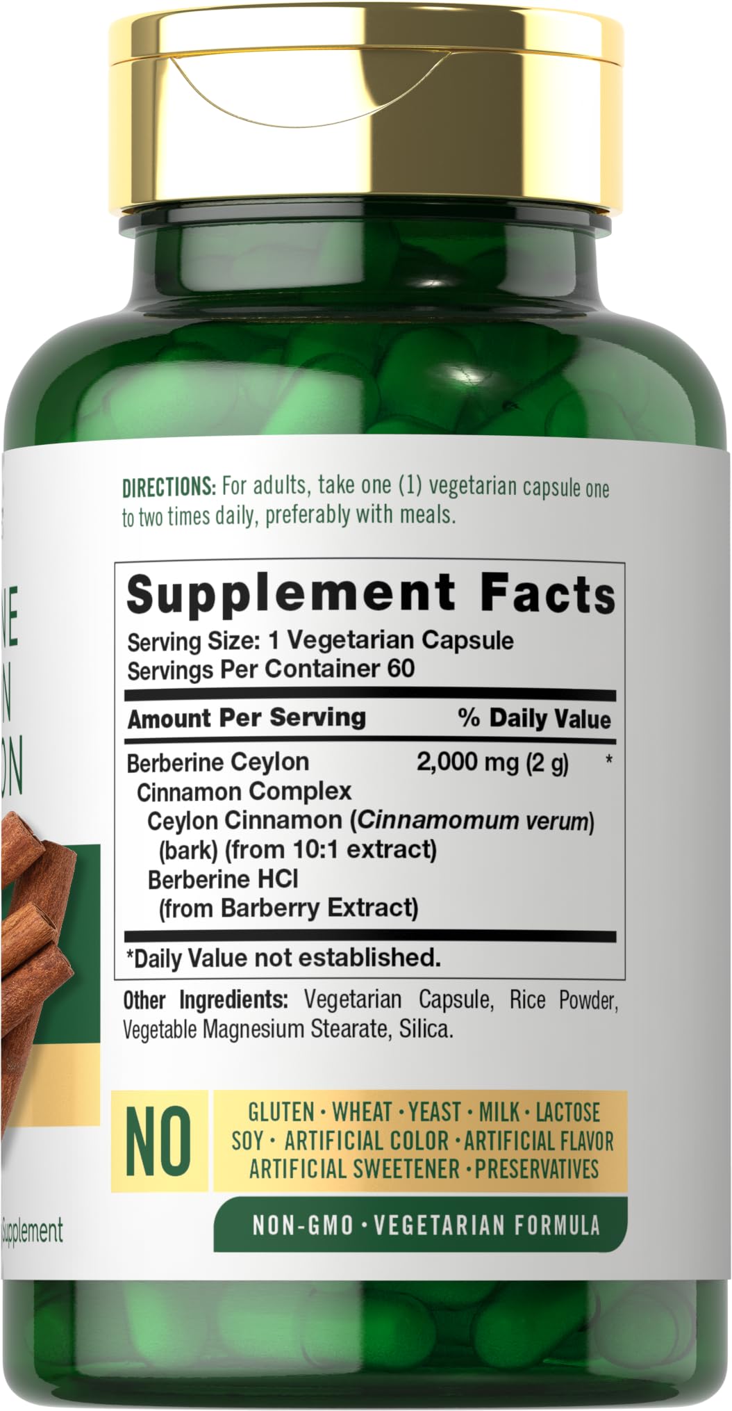 Carlyle Berberine with Ceylon Cinnamon | 2000mg Complex | 60 Capsules | Vegetarian, Non-GMO, Gluten Free - Medaid International