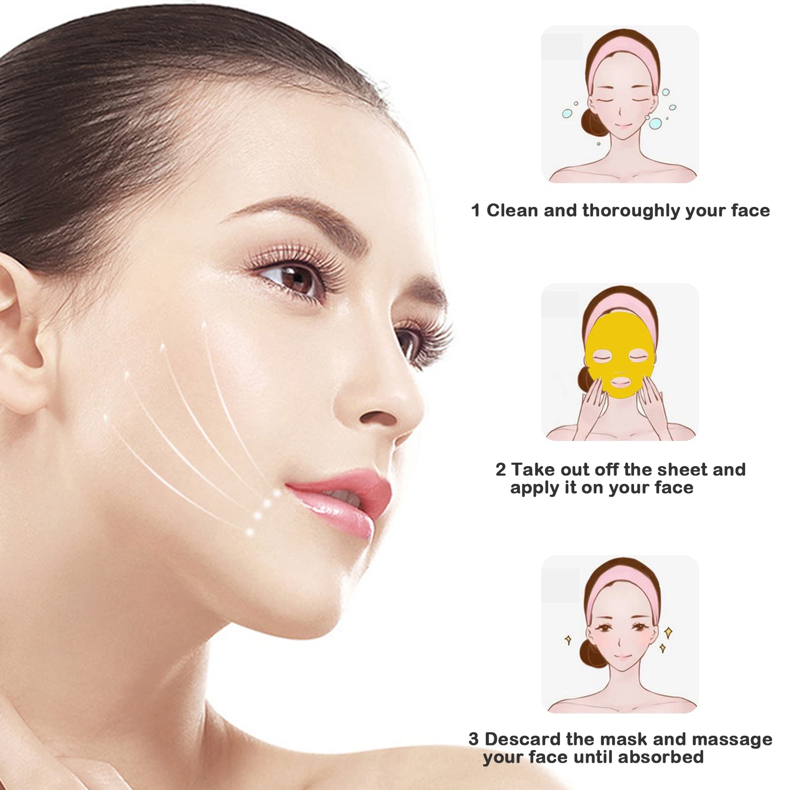 Adofect 12PC 24K Gold Gel Facial Masks Collagen Crystal Sheet Patch For Anti Aging, Puffiness, Anti Wrinkle, Moisturizing, Deep Tissue Rejuvenation and Hydrates Skin - Medaid International