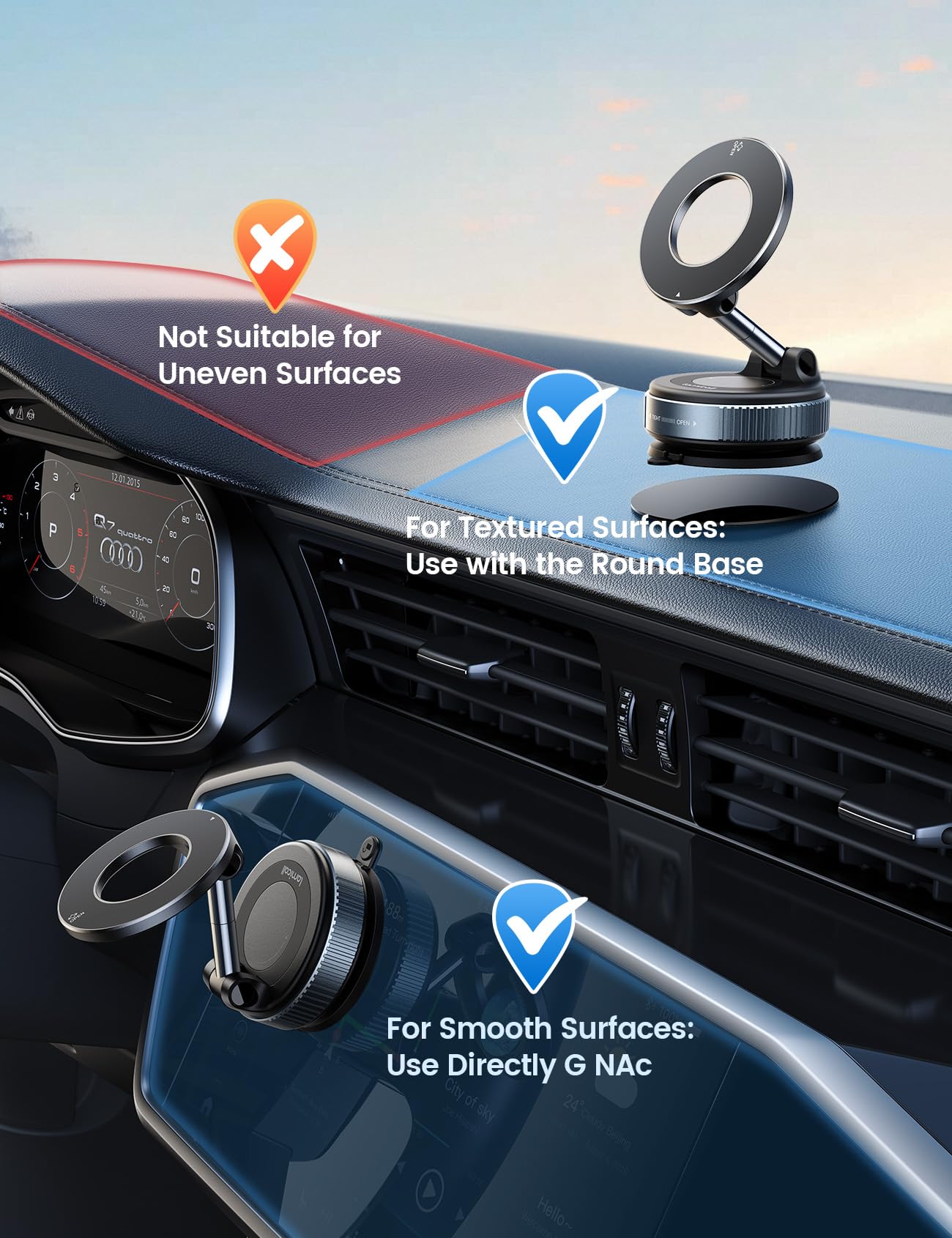 Lamicall Car Phone Holder Mount - [70 LBS Strongest Suction] for Magsafe Car Mount, 360° Adjustable Suction Cup Phone Mount Dashboard Windshield Vacuum Magnetic Phone Holder fit iPhone 17 16 Pro Max - Medaid International