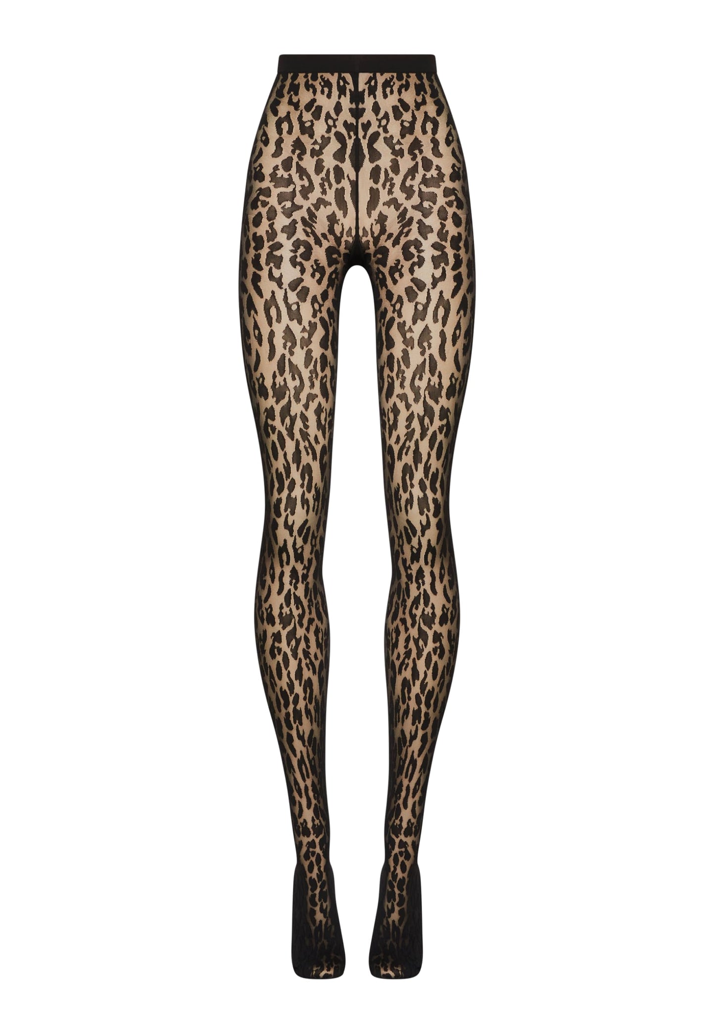 Wolford Josey Tights for Women Leo Design Sheer Opaque Animal-Inspired Print Knitted-in Waistband For Guaranteed Perfect Fit Black Small - Medaid International