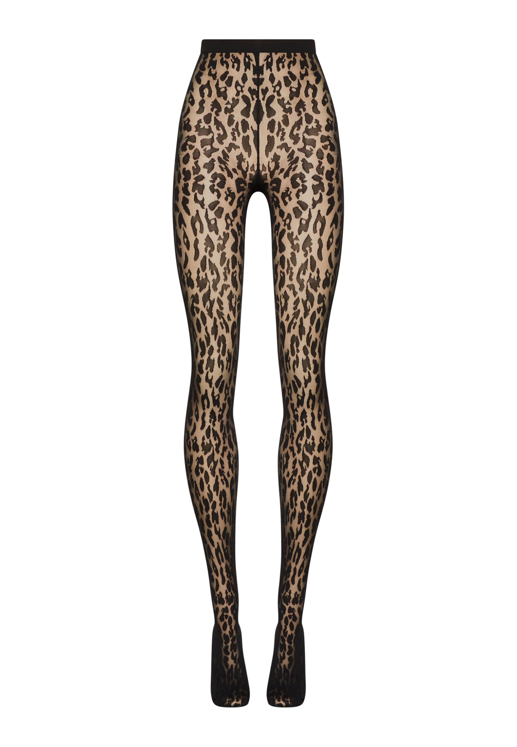 Wolford Josey Tights for Women Leo Design Sheer Opaque Animal-Inspired Print Knitted-in Waistband For Guaranteed Perfect Fit Black Small - Medaid International
