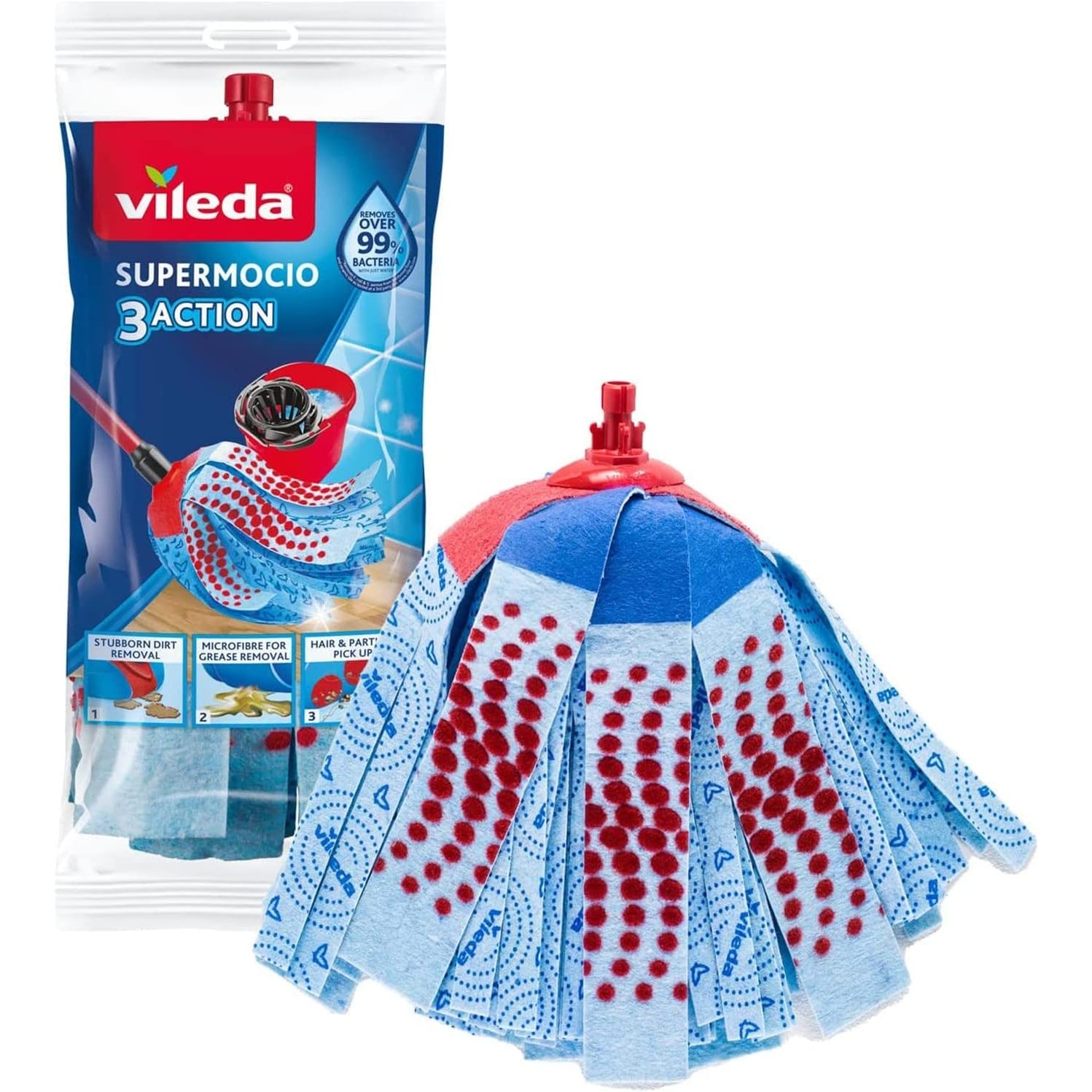 Vileda Classic Cotton Floor Mop Refill, Super Absorbent, Cost-Effective, White, 10 x 6 x 35 CM - Medaid - Lebanon