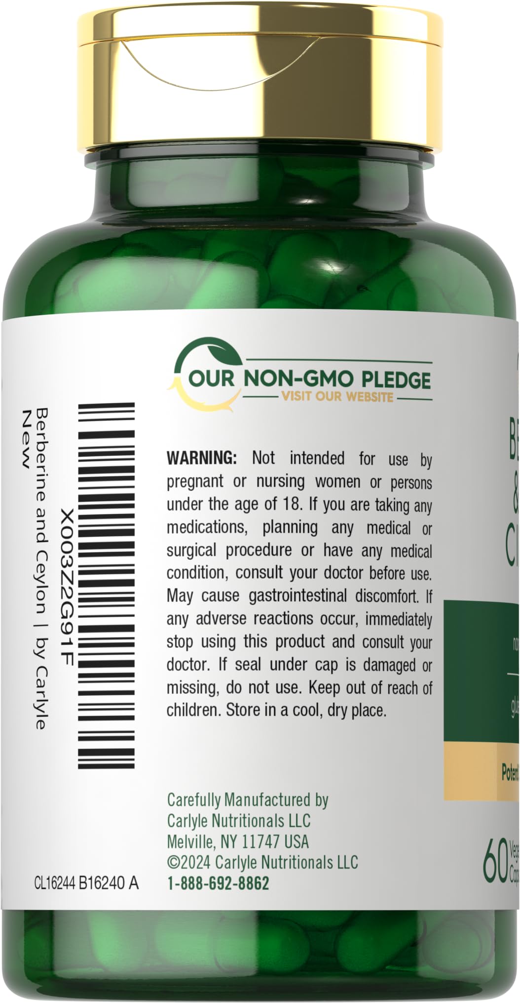 Carlyle Berberine with Ceylon Cinnamon | 2000mg Complex | 60 Capsules | Vegetarian, Non-GMO, Gluten Free - Medaid International