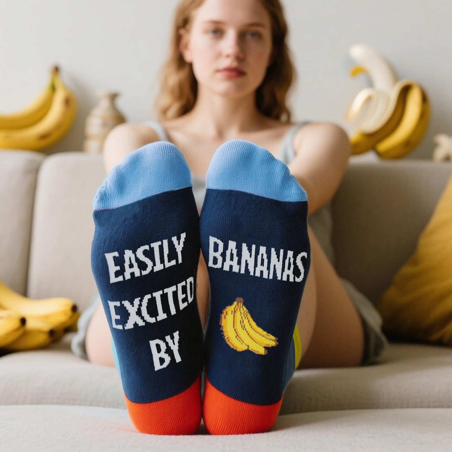 Funny Banana Socks Novelty Holiday Gifts Crazy Banana Fruit Socks for Men Women Teens - Medaid International