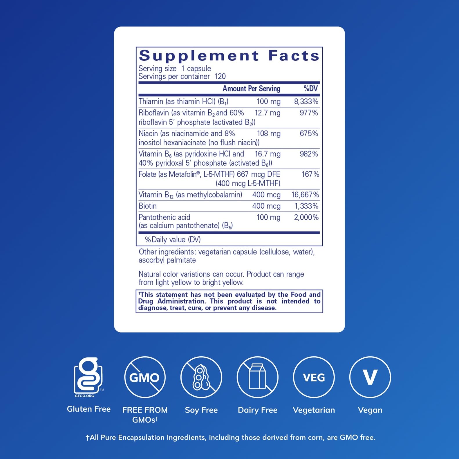 Pure Encapsulations B-Complex Plus - B Vitamins Supplement to Support Neurological Health, Cardiovascular Health, Energy Levels & Nervous System Support* - with Vitamin B12 & More - 120 Capsules - Medaid International