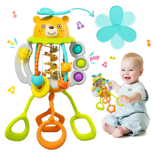 HOLA Montessori Toys for 1 Year Old Boys-Rattle Teething Baby Toys 0-6 & 6-12 Months, Silicone Pull String Sensory Toys for 1 Year Old Girl Gifts Christmas Stocking Stuffers - Medaid International