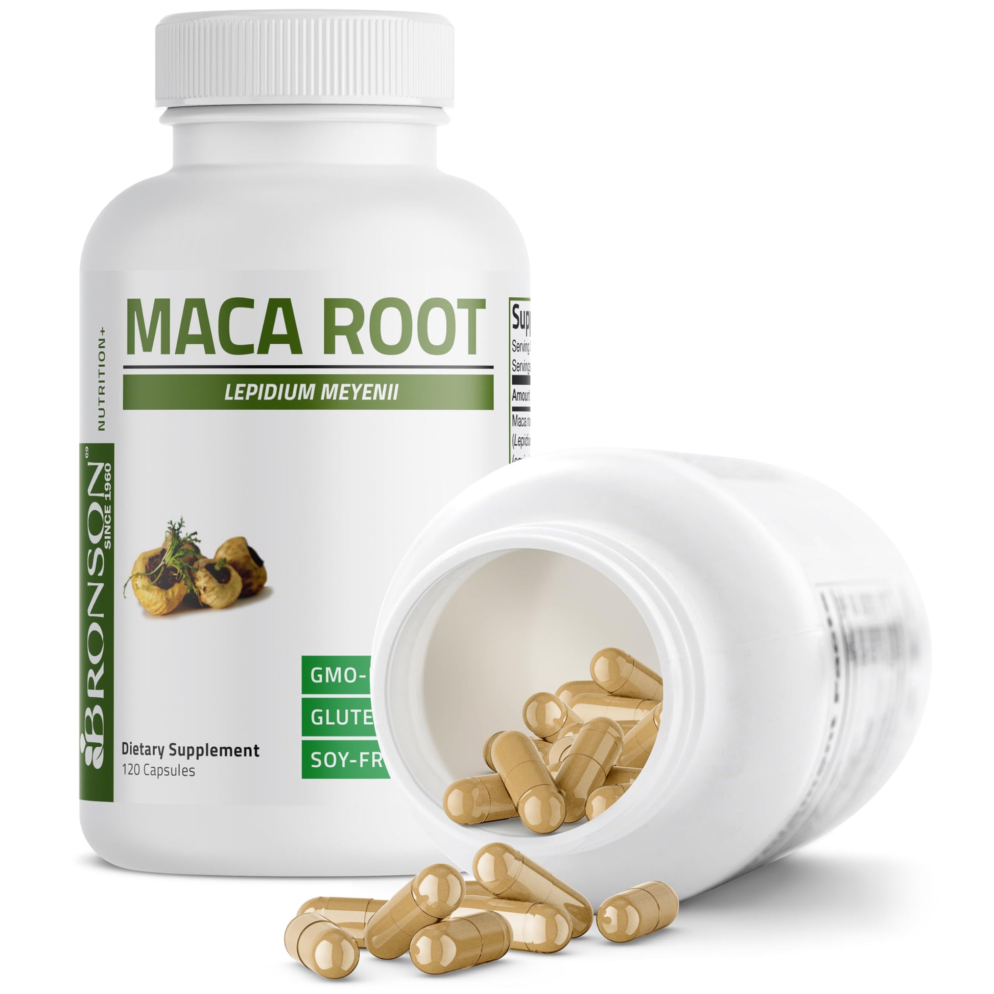 Bronson Maca Root Lepidium Meyenii Non-GMO, 120 Vegetarian Capsules - Medaid International