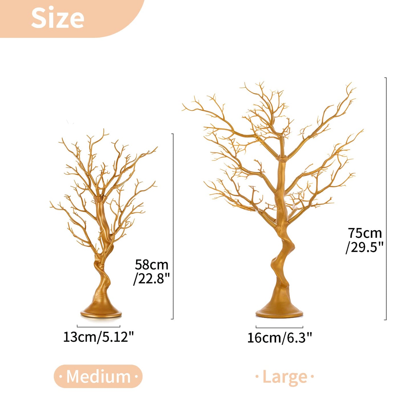 Nuptio Gold Christmas Tree Branch Artificial 22.8 inch Tall Manzanita Tree Centerpiece Wedding Centerpieces for Tables, Decorative Ornament Display Tree Branches for Decoration Weddings (1 Pc) - Medaid International