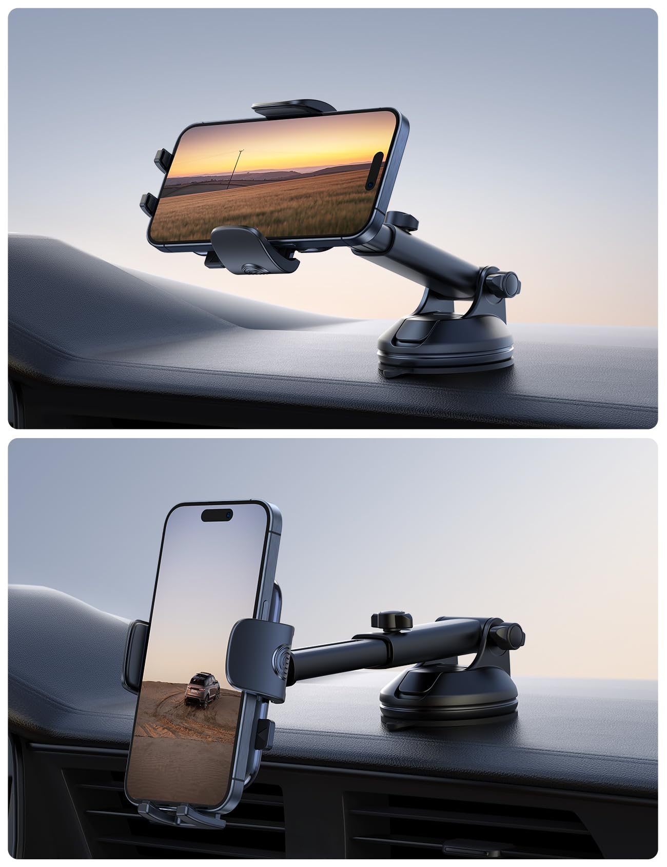 Lamicall Car Phone Holder - [Strongest Military-Grade Suction Cup] 360° Rotation Phone Holders for Your Car Quick Release Adjustable Car Phone Mount Dashboard for iPhone 17 16 Galaxy Smartphone Truck - Medaid International