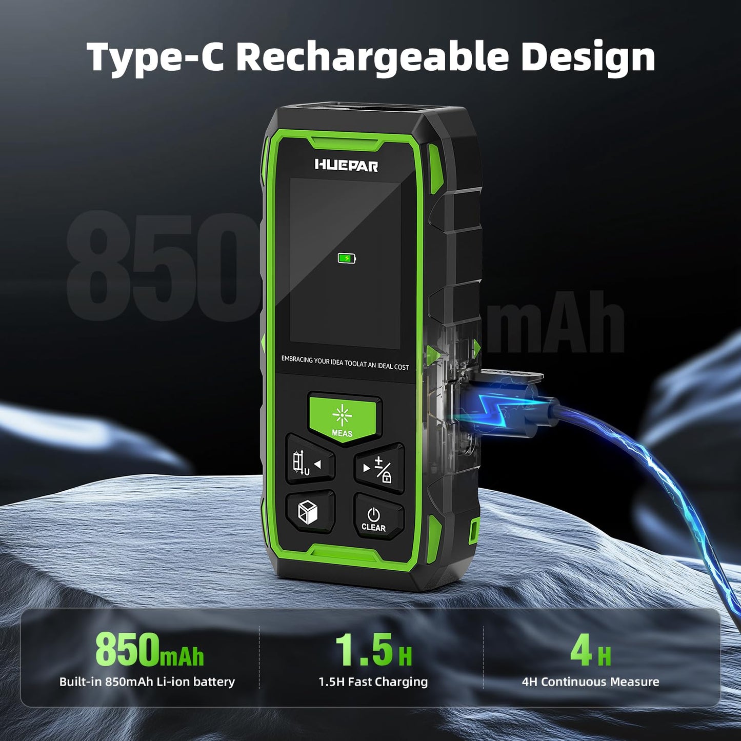 Huepar Professional Dual Laser Measuring Tool 393ft, Rechargeable Bilateral Laser Measurement Tool, Digital Laser Room Measure Devices, Metro Laser Measurement Tool with Angle Sensor, Magnetic Back - Medaid International