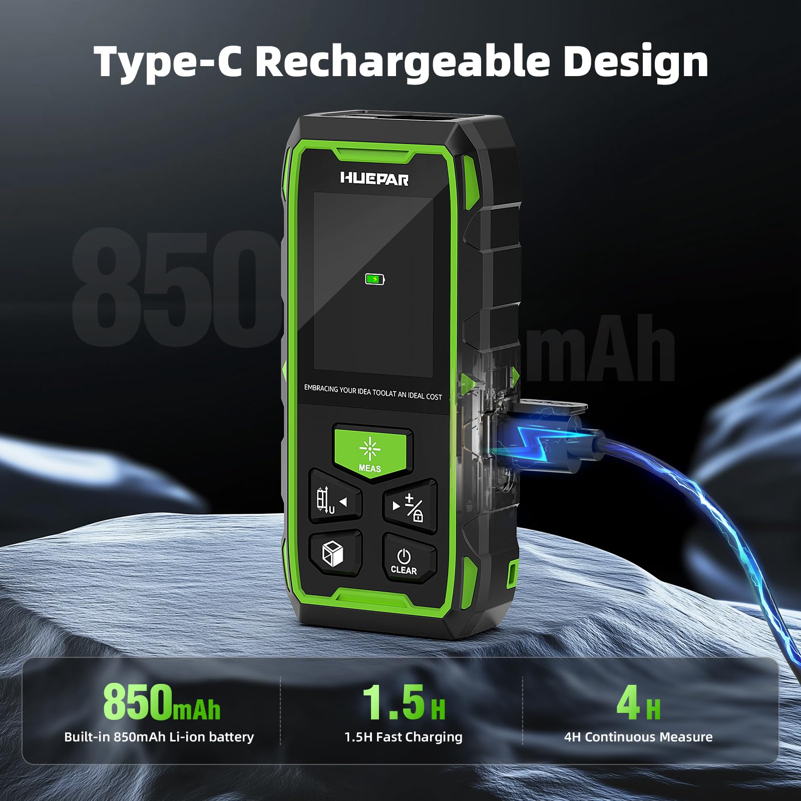 Huepar Professional Dual Laser Measuring Tool 393ft, Rechargeable Bilateral Laser Measurement Tool, Digital Laser Room Measure Devices, Metro Laser Measurement Tool with Angle Sensor, Magnetic Back - Medaid International