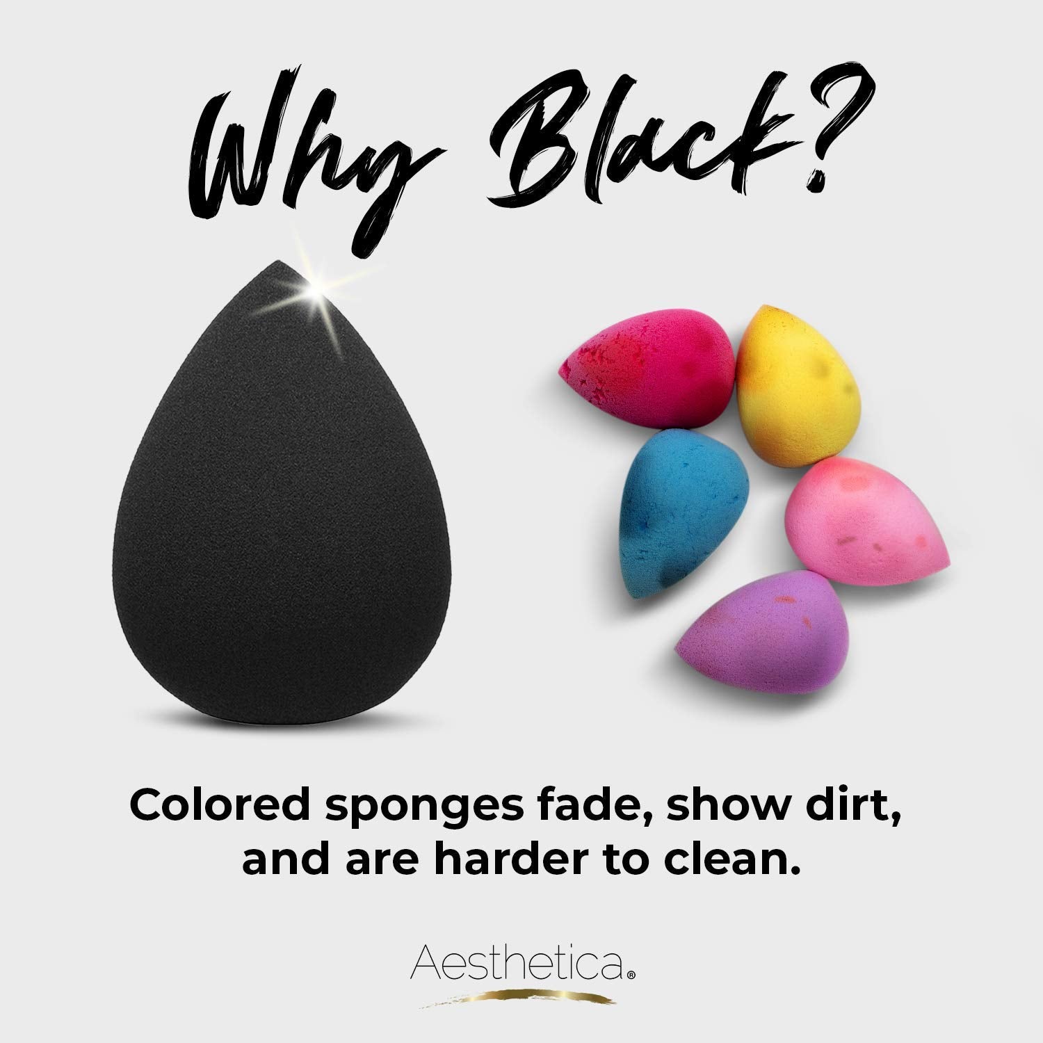 Aesthetica Cosmetics Beauty Sponge Blender - Latex Free and Vegan Makeup Sponge Blender - For Powder, Cream or Liquid Application (5 Pack) - Medaid International