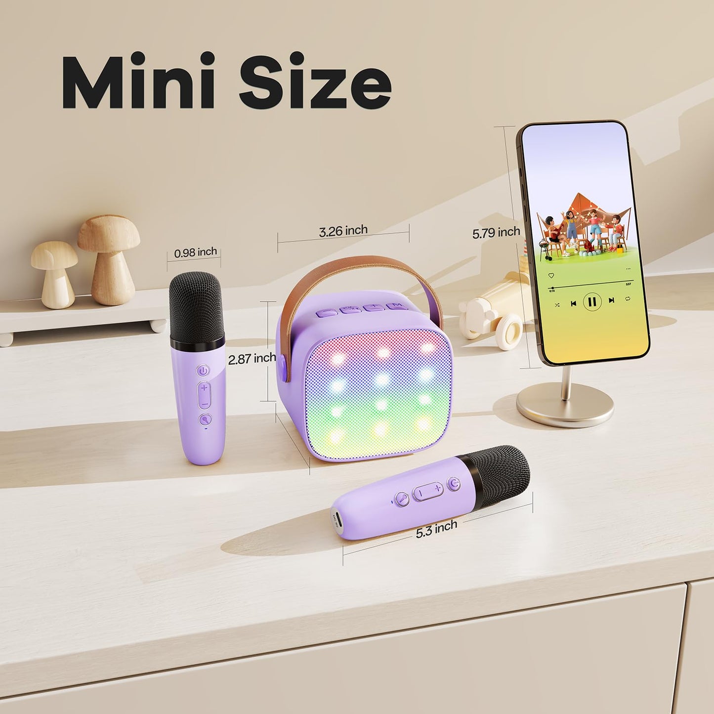 YLL Mini Karaoke Machine with 2 Wireless Microphones, TOP Kids Gifts for Girls Ages 3, 4, 5, 6, 7, 8, 9, 10, 11, 12 +Years Old, 4-12th Christmas Birthday Toy Gift for Girls Boys Party (Purple) - Medaid International