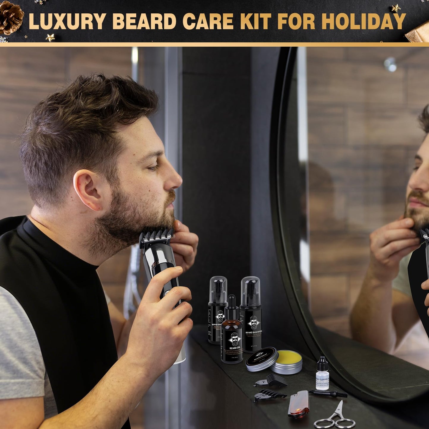 Hair & Beard Advent Beauty Calendar 2025 for Men Grooming Kit, 24 Days Christmas Countdown Calendar with Electric Trimmer Kit & Beard Care Kit for Men, Creative Gifts for Father Dad Husband Boyfriend - Medaid International