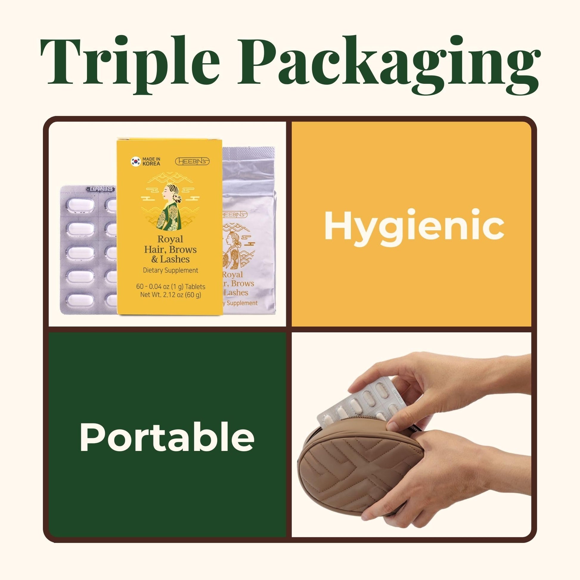 Heebin's Hair Growth Supplements with Biotin 4000 mcg, DHT Blocker and Collagen, for Hair Loss, Thinning and Regrowth, 60 Tablets, 2 Month Supply - Medaid International