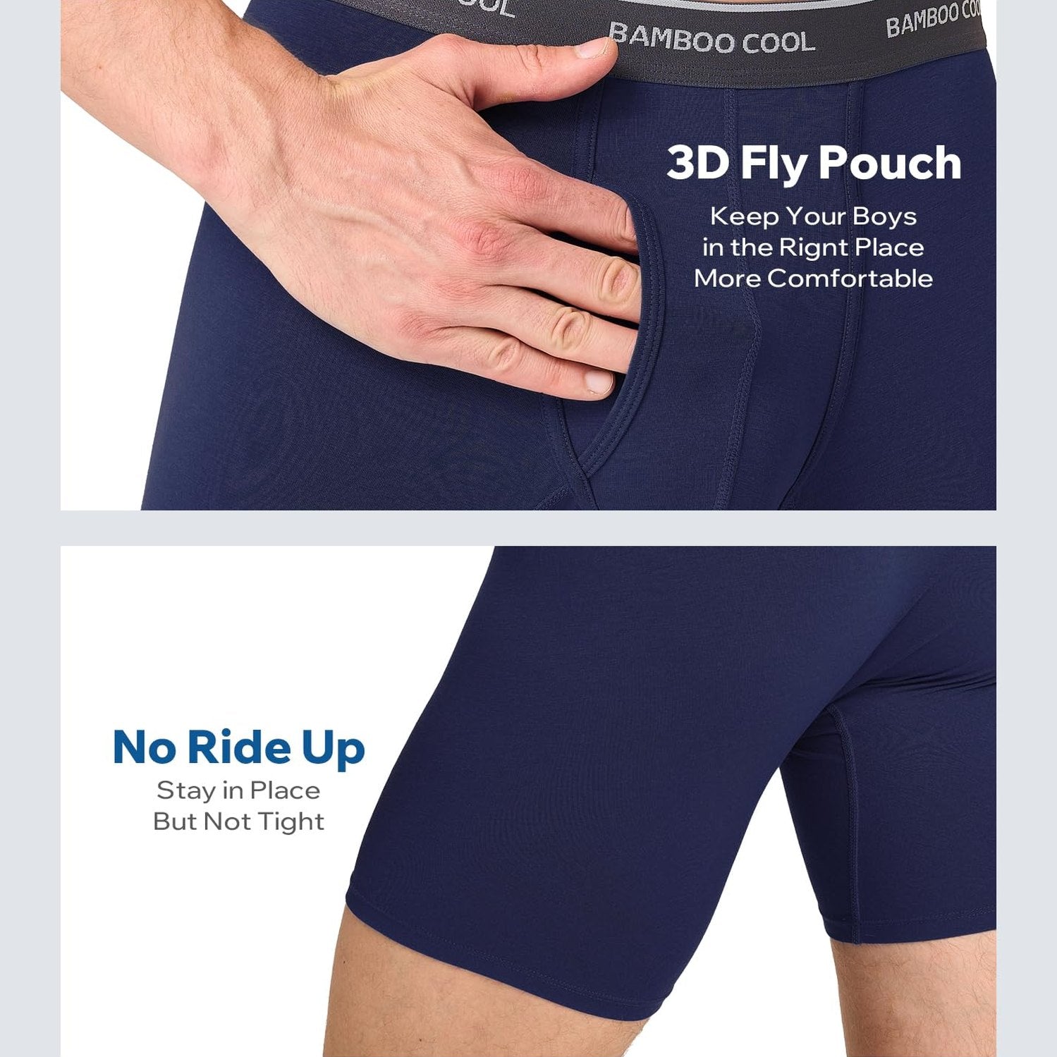 BAMBOO COOL Men's Ultra-Soft Breathable Boxer Briefs 3-Pack - Moisture Wicking Underwear | Comfort Fit, Tagless - Medaid International