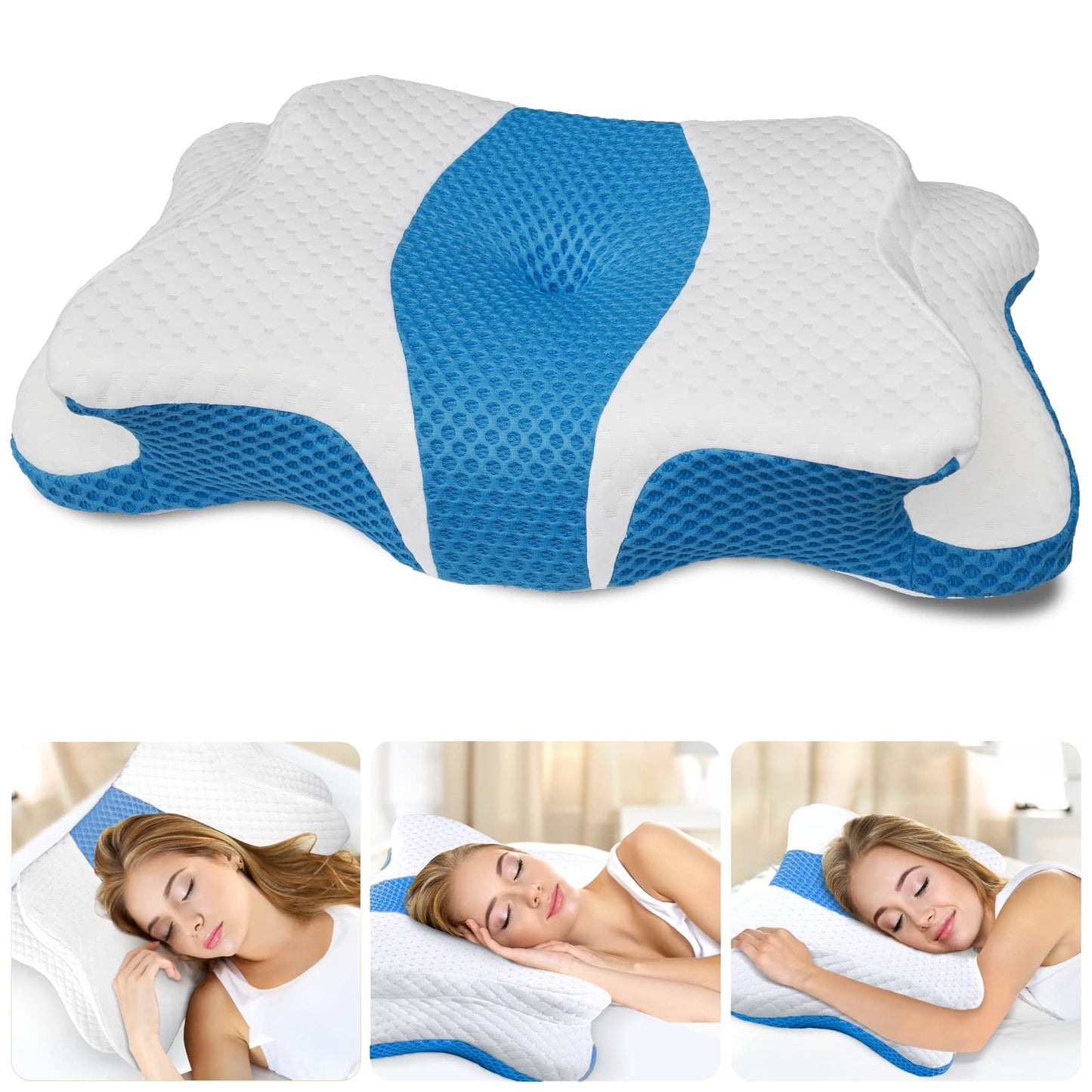 CHxxy Memory Foam Pillows, Cervical Pillow for Neck and Shoulder Pain Relief, Ergonomic Contour Bed Pillow, Soft for Side Sleep Stomach Sleeping and Back Sleeper - Medaid International