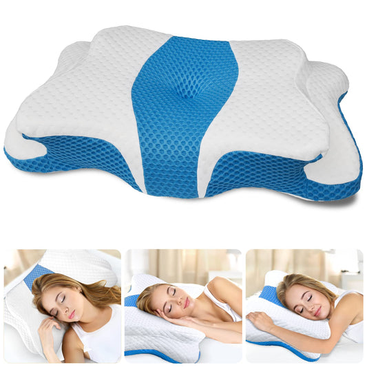 CHxxy Memory Foam Pillows, Cervical Pillow for Neck and Shoulder Pain Relief, Ergonomic Contour Bed Pillow, Soft for Side Sleep Stomach Sleeping and Back Sleeper - Medaid International
