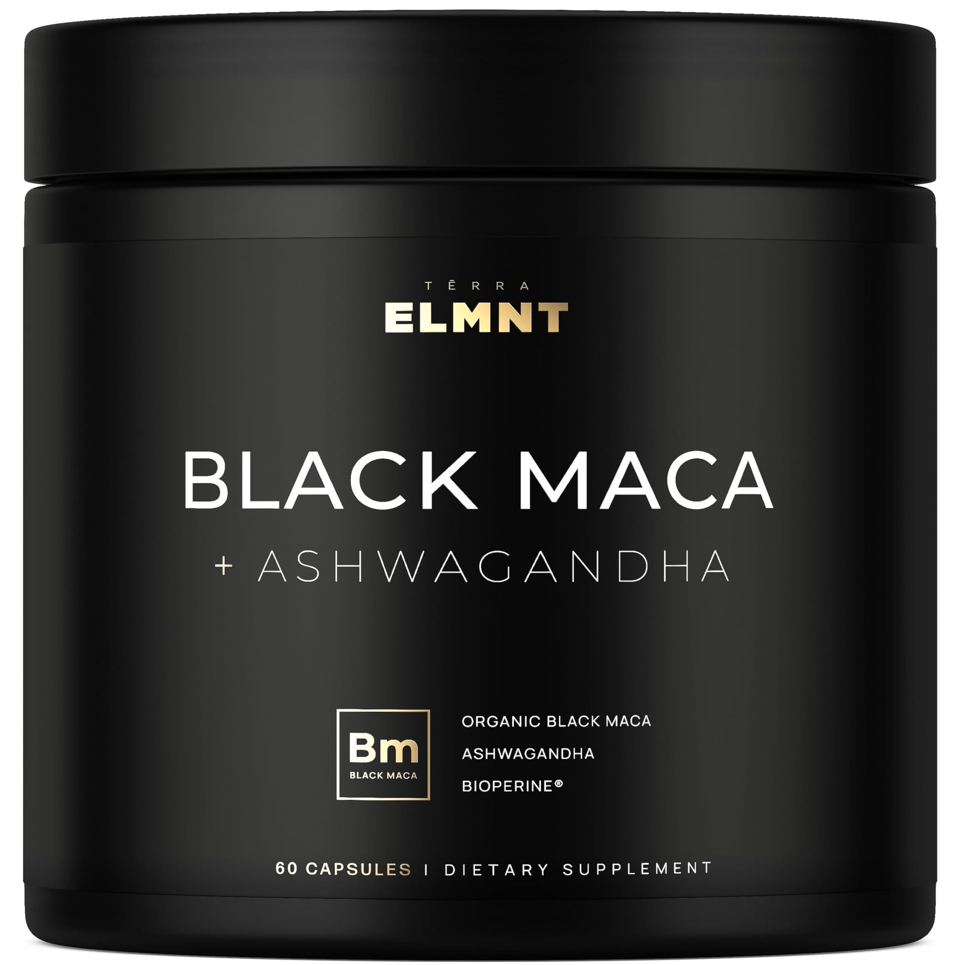 ELMNT 40,000mg 40x Strength Organic Black Maca Root w. Ashwagandha - #1 Highest Potency Black Maca Root Capsules for Men Supplement 40:1 Extract - 100% Pure Maca Peruana Maca Powder Pills Gelatinized - Medaid International