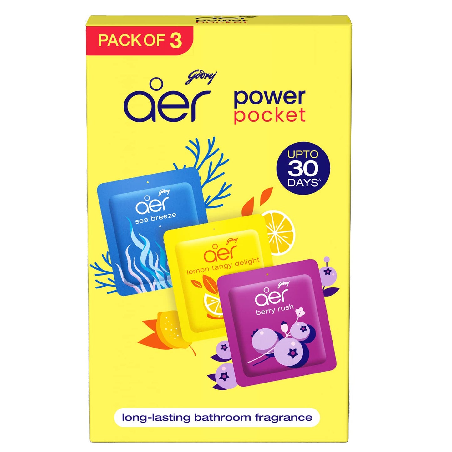 Godrej aer Pocket - Bathroom Fragrances - 3 x 10 grams (0.35 oz) Pack - Medaid International