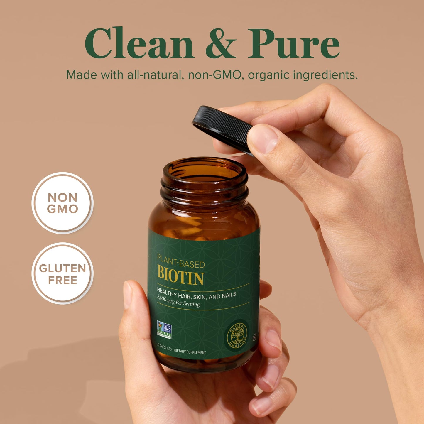 Global Healing Center - Biotin (Vitamin B7) Biotin for Hair Growth Supplement Vitamins, Supports Radiant Skin, and Stronger Nails, Hair Loss Vitamins for Women and Men, More Than The 1000mcg - Medaid International