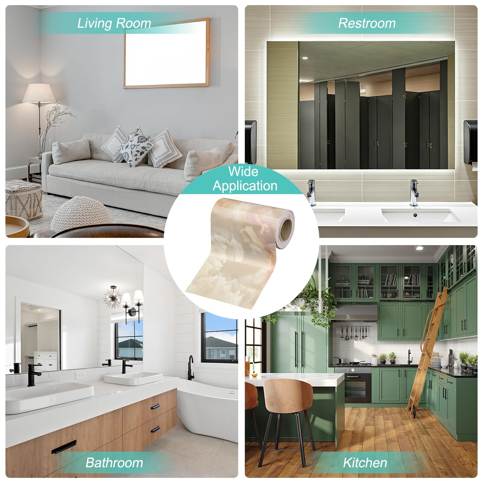 HARFINGTON Wood Grain Wallpaper Border 4" x 16.4ft PVC Self-Adhesive Textured Frame Sticker Waterproof Wall Decorative Wallpaper for Floor Door Table Cabinets Desk, Yellow Pattern - Medaid International