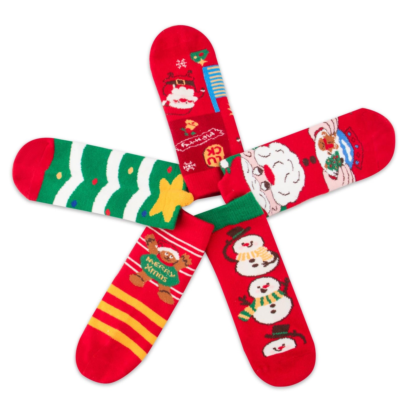 Meeshine Toddler Kids Christmas Socks Baby No Slip Grip Socks Xmas Holiday Cotton Ankle Socks Boys Girls 1-8T - Medaid International