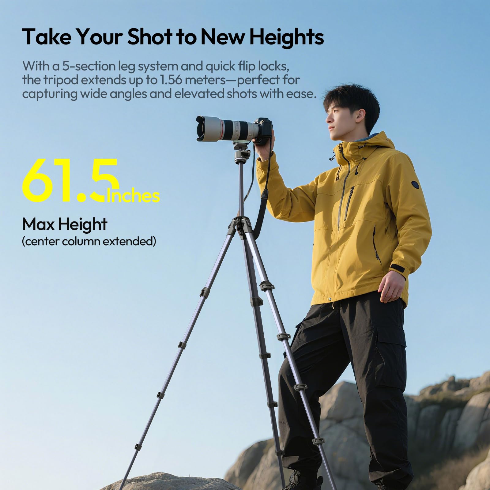 ULANZI Ombra ⅡCamera Tripod 61.5 Inch, 360° Ball Head Travel Tripod Stand with Uka Quick Release Plate for DSLR Sony Canon Fujifilm Camera Smartphone Vlogging Photography with Phone Mount Carry Bag - Medaid International