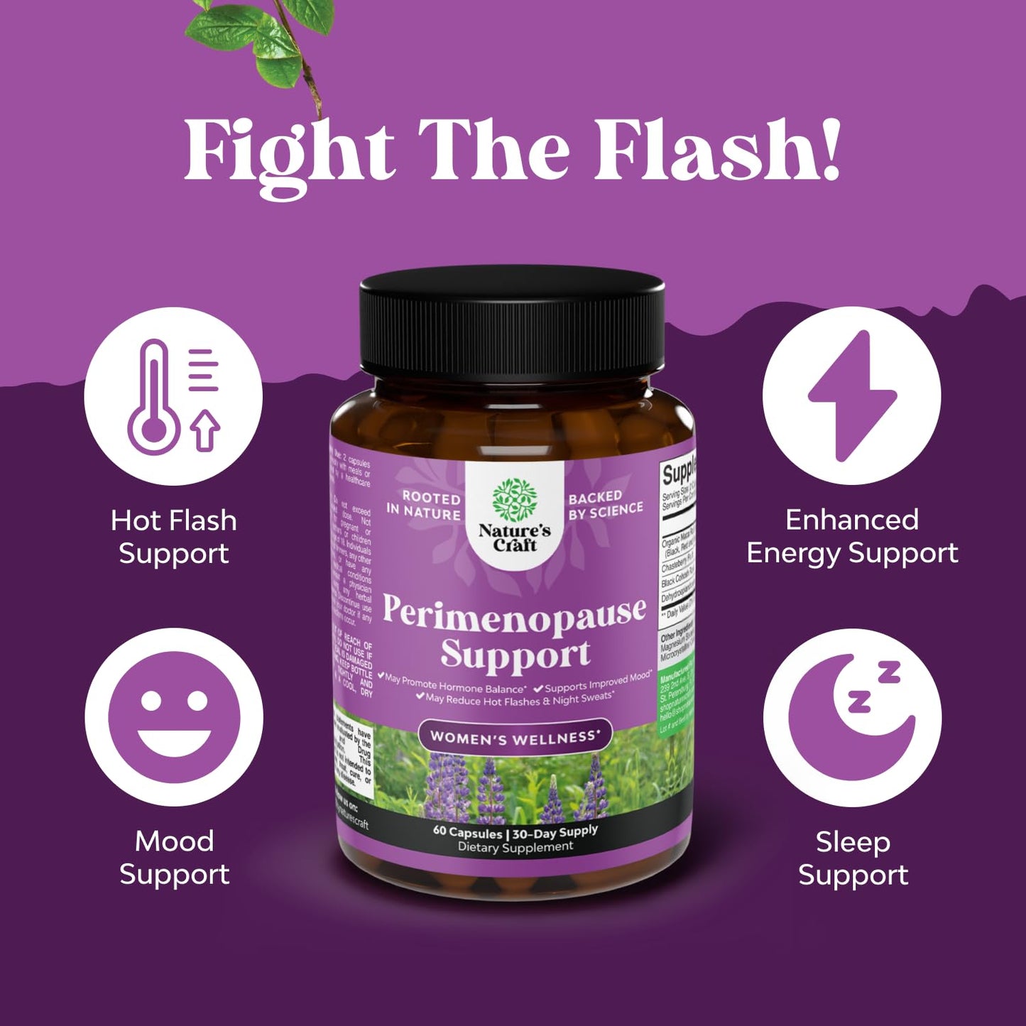 Complete Perimenopause Supplement for Women - Multibenefit Menopause Ease for Women with Maca Root Vitex Berry & Black Cohosh for Hot Flashes Night Sweats Hormone Balance and Mood Support (1 Month) - Medaid International