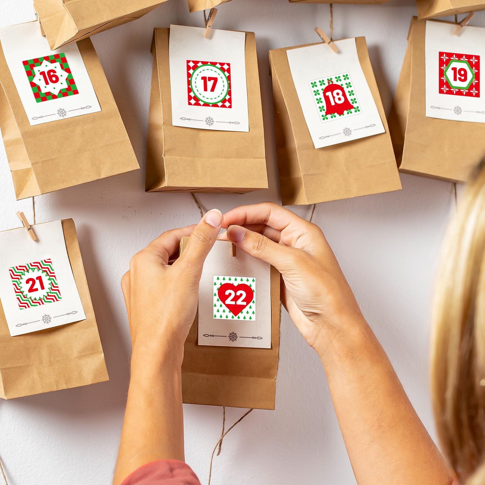 100 Pcs Christmas Advent Stickers 1-25 Number Countdown Stickers DIY Advent Calendar Gift Sealing Xmas Party Supplies (Christmas-2) - Medaid International